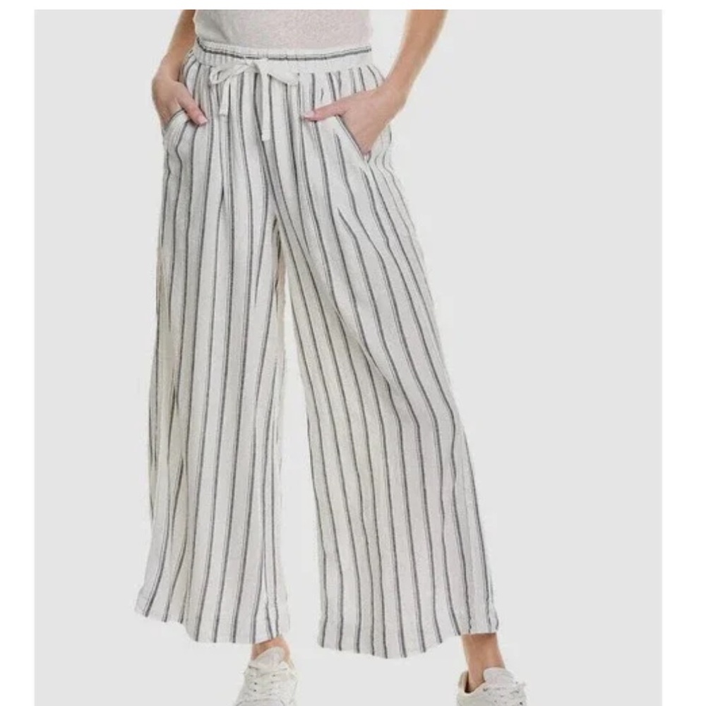 Splendid white and gray striped Thira linen pants, med